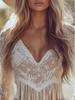 2026 Spring/Summer Women's V-Neck Lace Shirt with Tassel & Hollow Design
