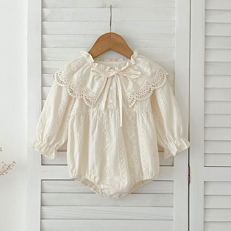 Spring & Autumn Baby Girls' Long Sleeve Footed Romper Bodysuit