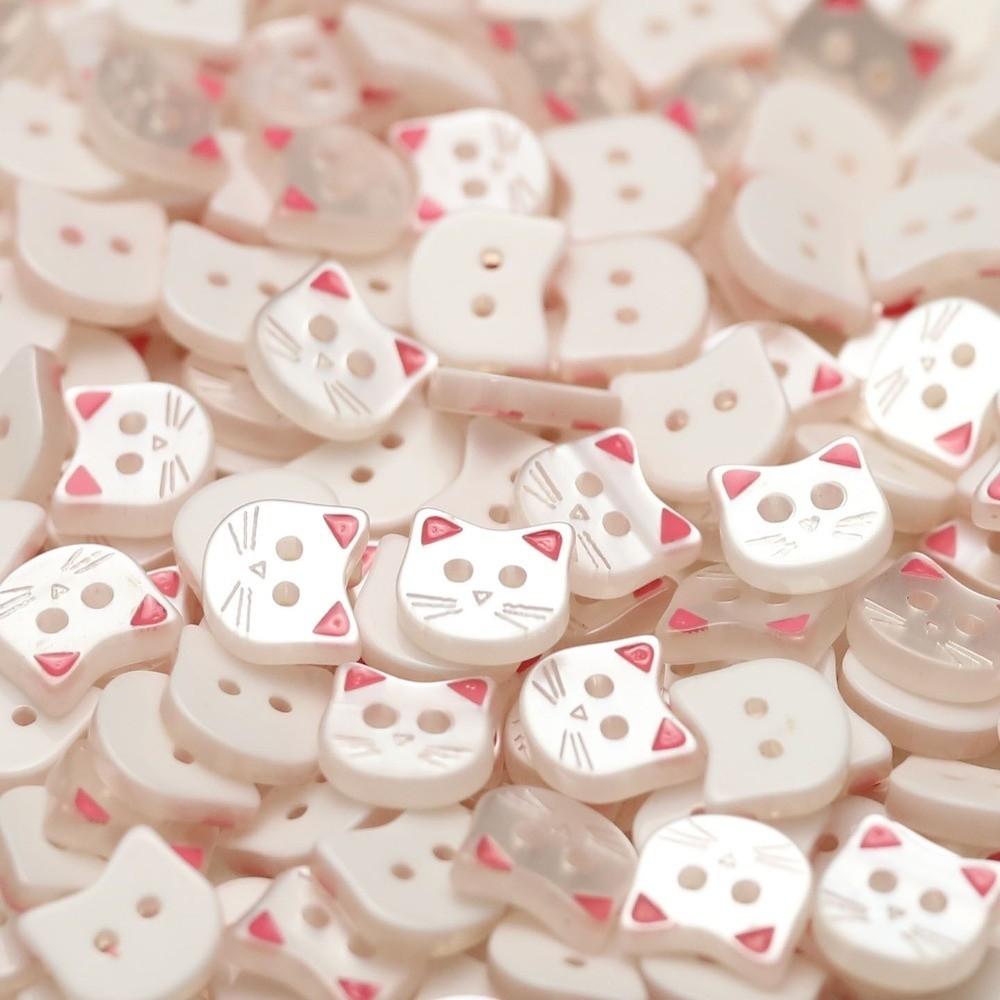 40pcs Cute Resin Cat Buttons 12mm Kitten Head Buttons Mini Kitty Buttons  Clothing Coat