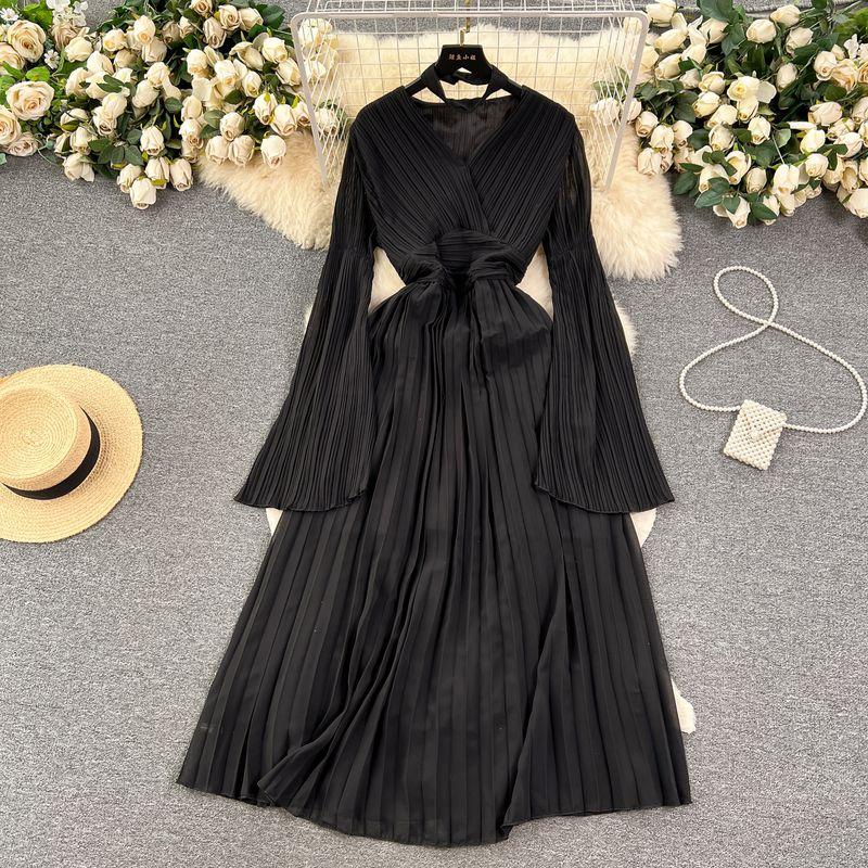 Retro Chic Fancy Chiffon Pleated Dress