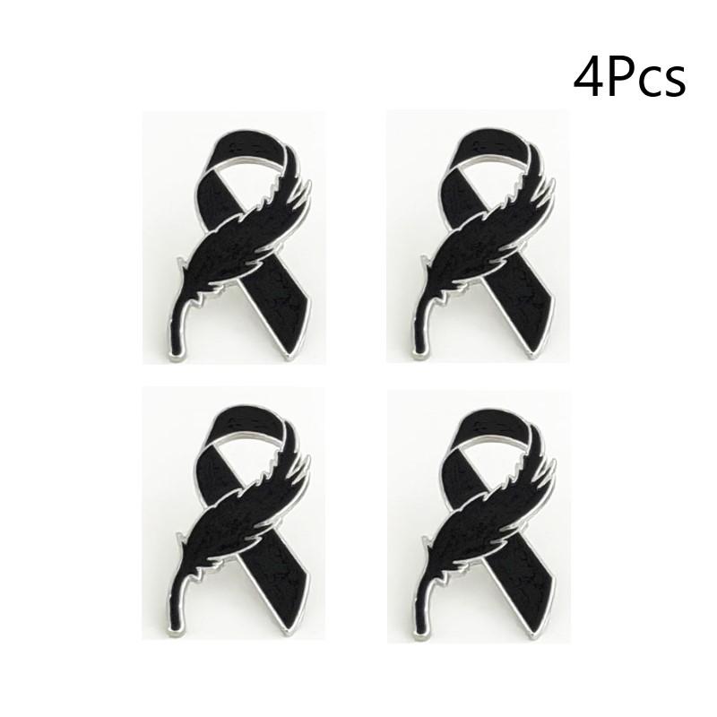 Memorial Brooch, Black Ribbon Badge, Clothing Accessory Pin, Black Mourning Badge