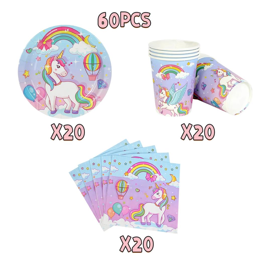 Cartoon Unicorn Birthday Party Decorationa  Unicorn Theme Bleware Paper Plate Cup Tablecloth Birthday Party Decor Supplies
