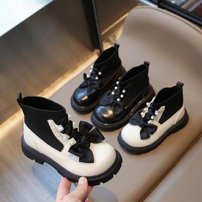 Girl's Ankle Boot Kids Sweet Bowknot Princess Fashion Boots Elegant Versatile Children Causal Sock Boots Thick Bottom Chic New
