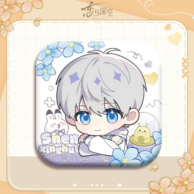 Cartoon Love and Deepspace Sylus Rafayel Zayne Xavier Caleb Cosplay Anime Square Badge Cute Emblem Brooch Pin Gift for Game Fans