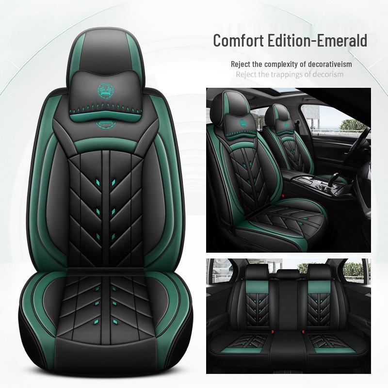 Universal Full Leather Car Seat Cushion for Five-Seaters - All-Season Coverage
