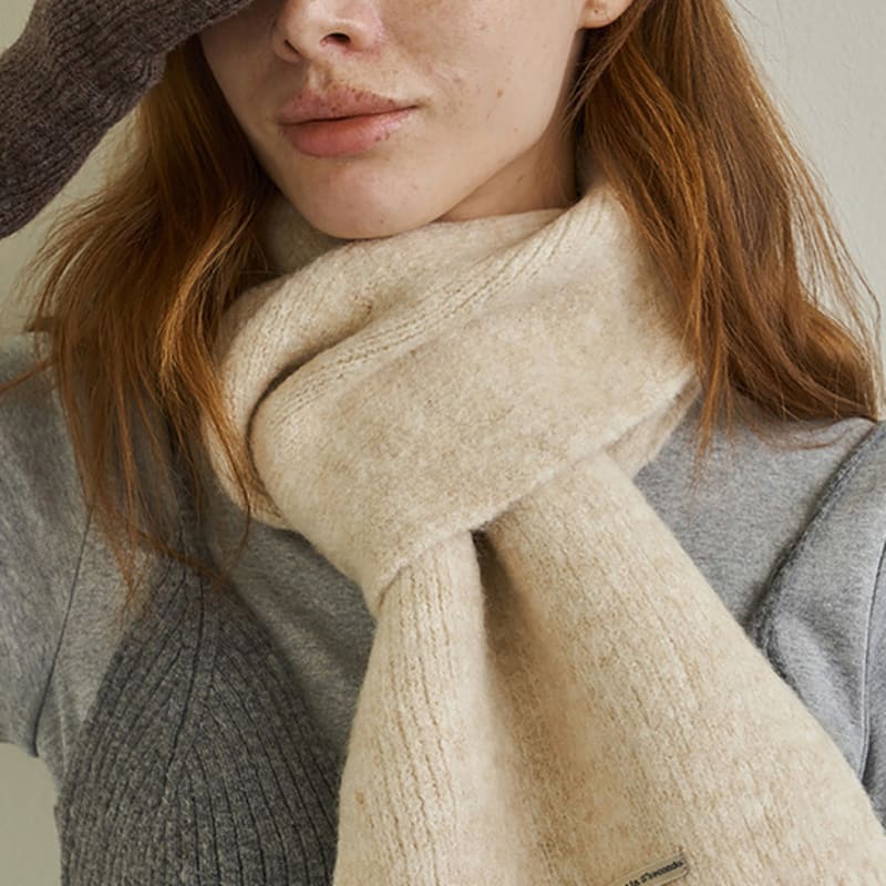 Ssecondo Wool knit long muffler, Nari_3 colors