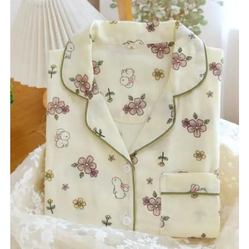 

Новый летний пижамный комплект из трех предметов, 100% хлопок, пижама с короткими рукавами + шорты + длинные брюки, тонкий милый комплект для обустройства дома XL