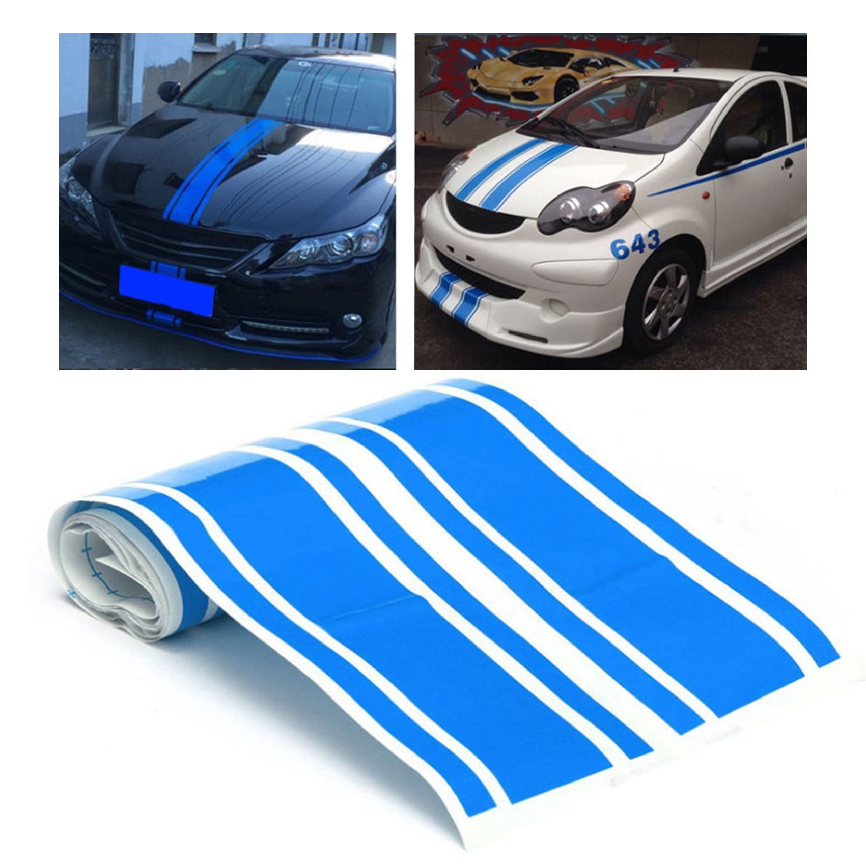 

NOELAMOUR Hood Sticker Stripe Body Car Seal Decal 8x180cm (Blue) синий