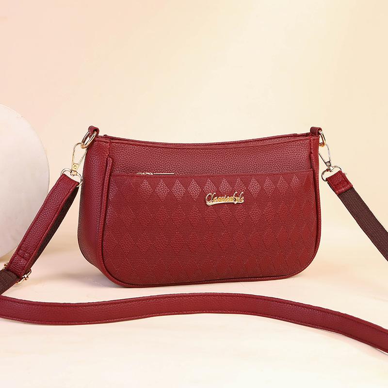 2026 Women's Versatile Plaid Crossbody Moon Bag - Large Capacity, Stylish for Middle-aged