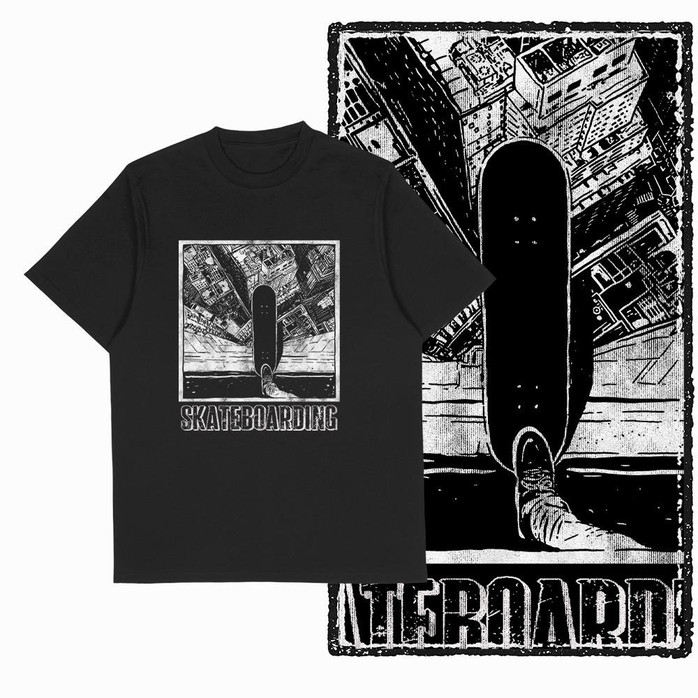 Coolmind YD Skateboard Cotton Exclusive Graphic Men T Shirt for Men Cotton Big Size Skate Cool BLACK Men's Novelty Tee Shirt