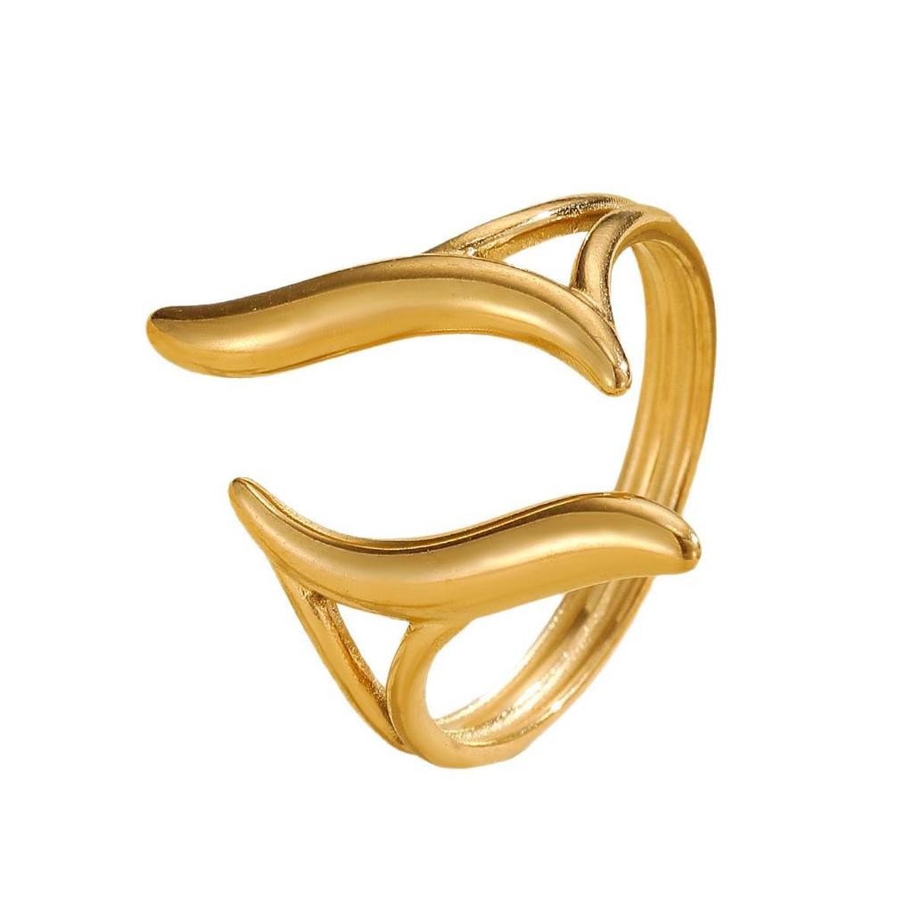 18K Gold-Plated Stainless Steel Geometric Ring: European & American Modern Style