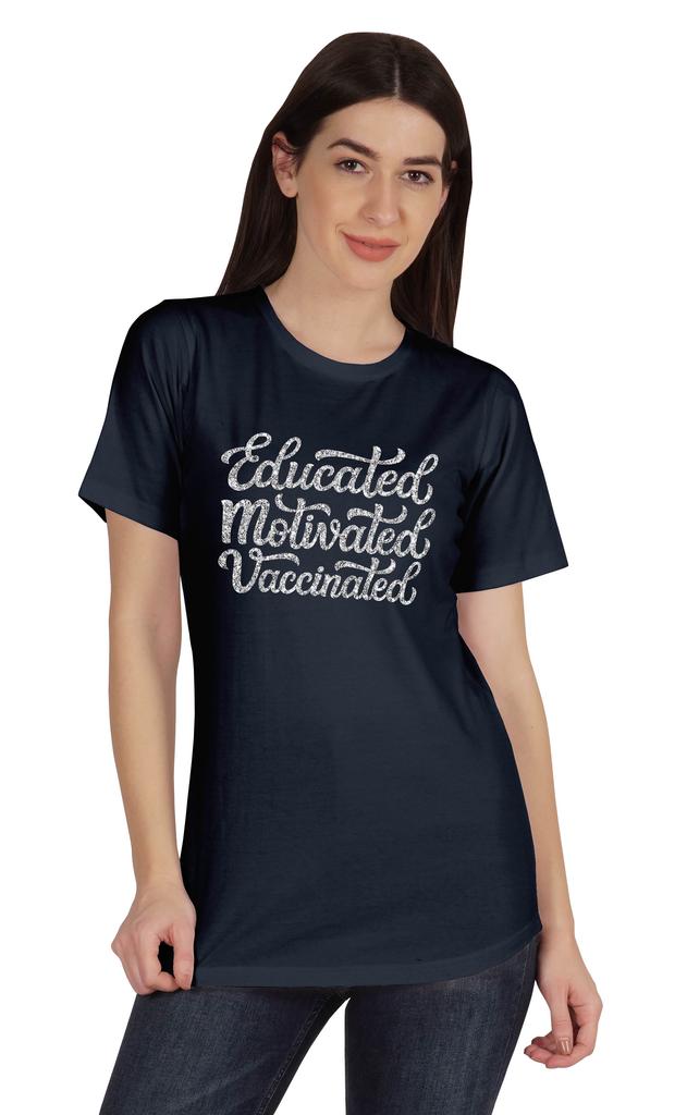 Inkmeso Educated Motivated Vaccinated Funny Pro-Vaccine T-shirt Tops For
