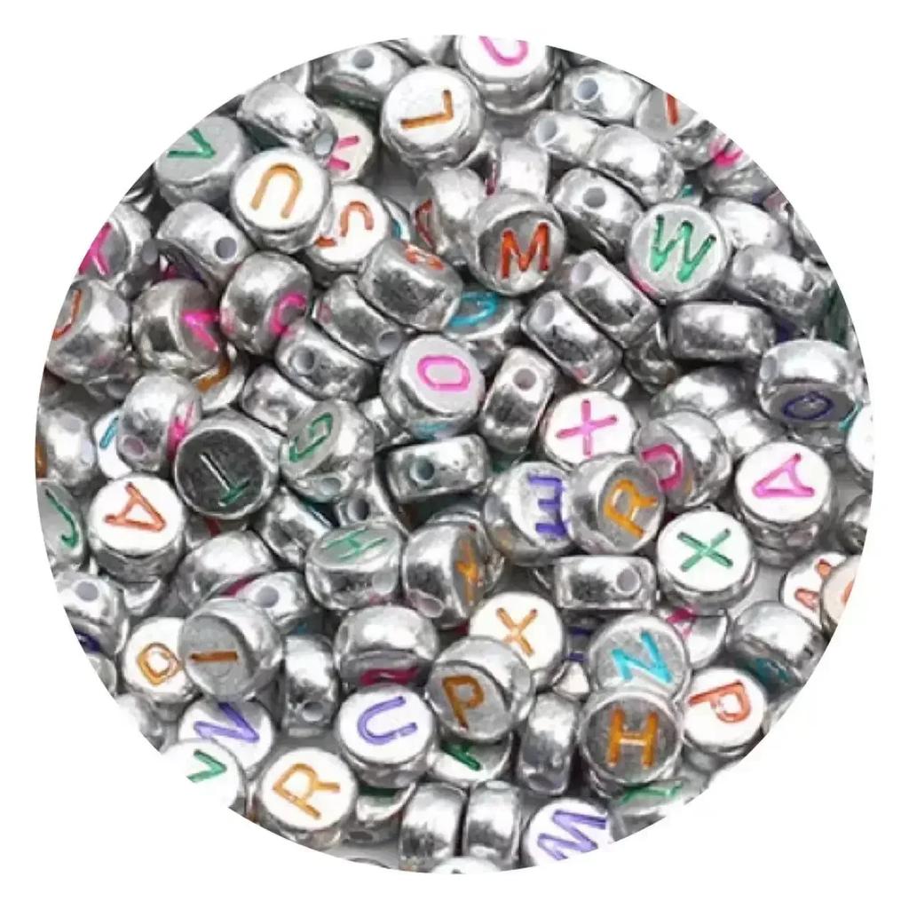100/200/300/500 Stück Acryl-Buchstabenperlen, gemischt, rund, flach, lose Abstandsperlen für die Herstellung von handgefertigten Schmuckstücken, DIY-Armbändern und Halsketten