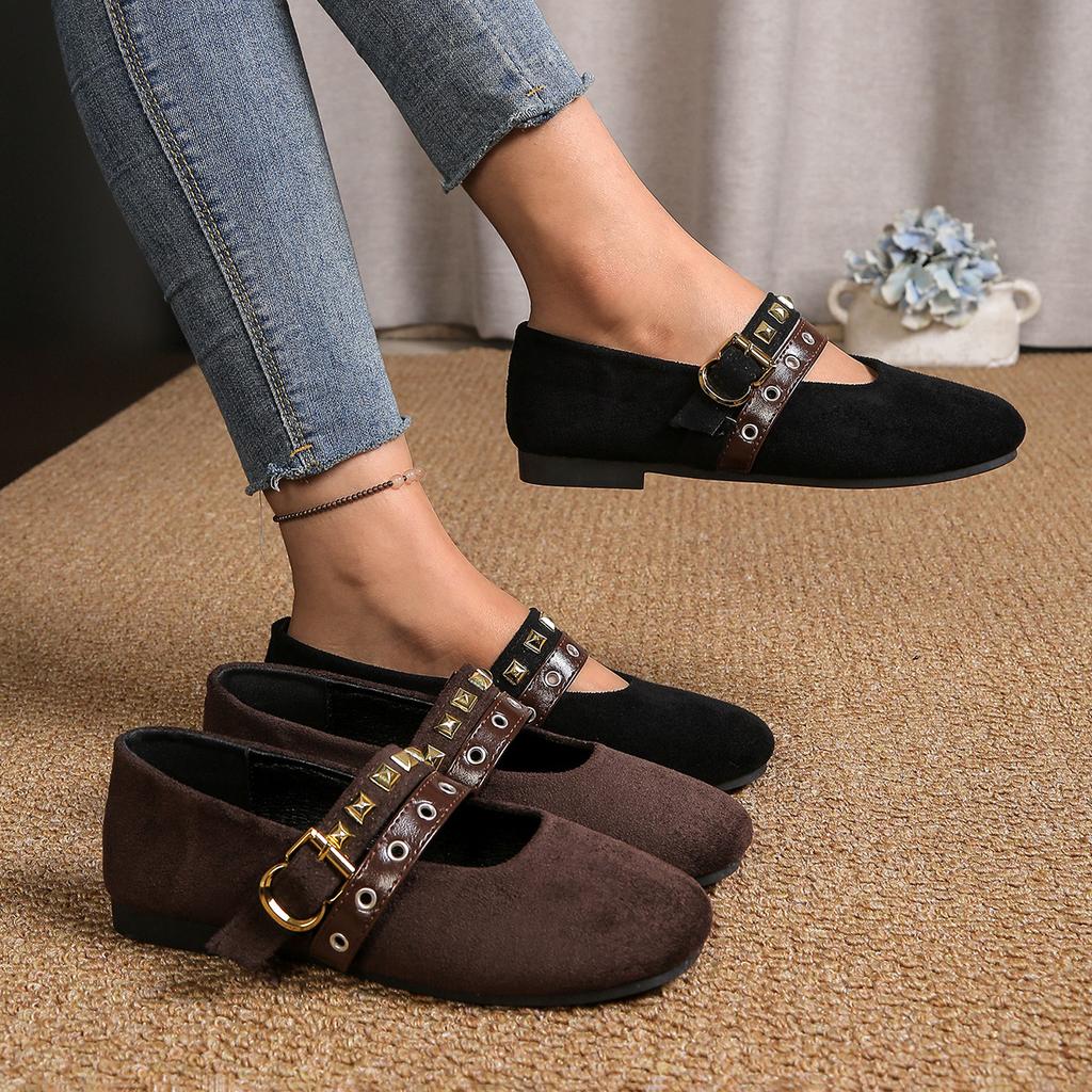 Spring Autumn 2026 Women Fashion Buckle Strap Plus Size Shoes for Women 35-43 Flats Round Toe Non-slip Shoes Zapatos De Mujer