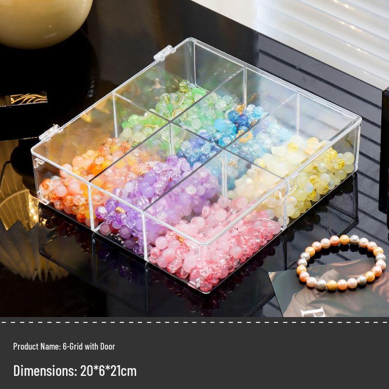 Large Multi-Layer Transparent Compartment Glass Bead Jewelry Storage Box