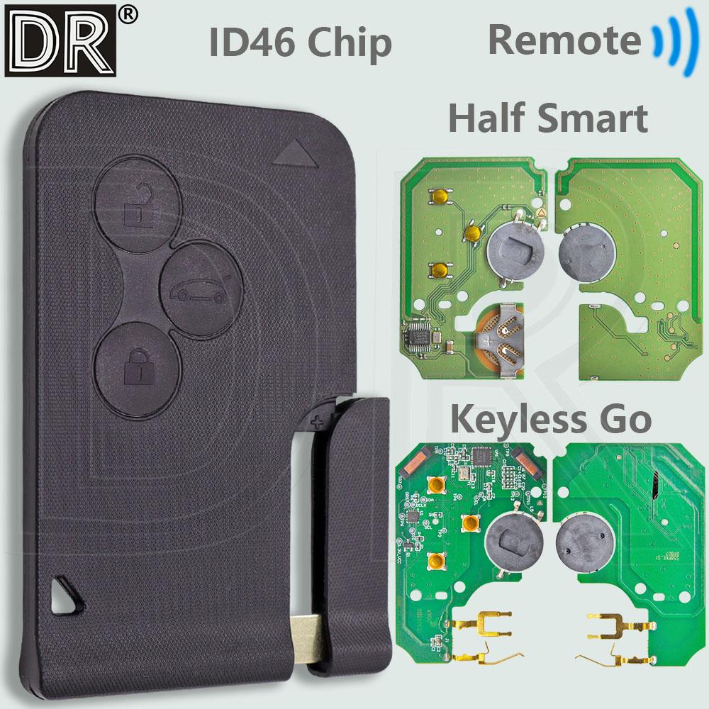 Chiave Telecomando Auto Intelligente di Ricambio DR ID46 Chip 433MHz Semi-Intelligente o Keyless Go per Renault Megane 2 Laguna 2 Grand Scenic 2 2003-2008