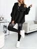 1116 European and American new women's clothing sports and leisure hooded pocket sweater threaded slim trousers set