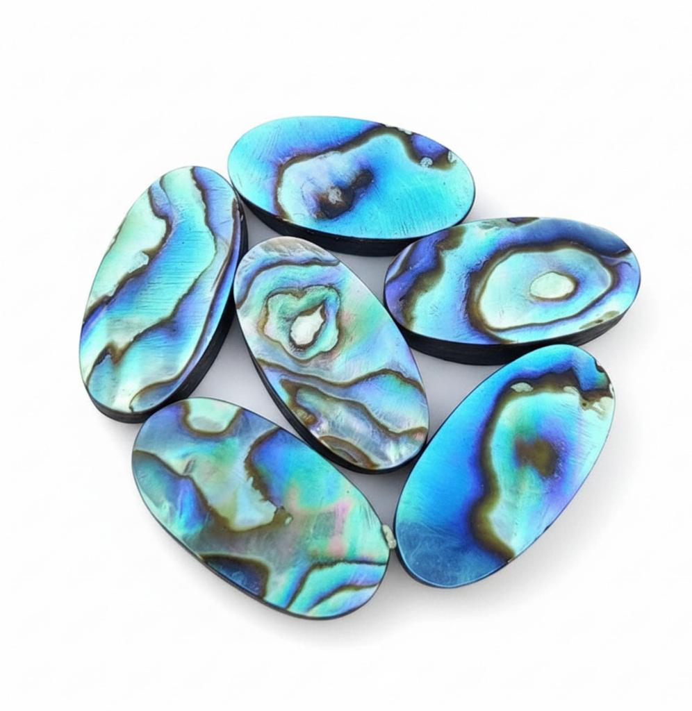 Natural Abalone Shell Cabochons - Oval Shaped Polished Gemstones - Jewelry Making Cabs
