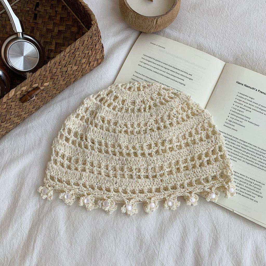 Japanese Retro Hollow Knitted Headgear Spring And Summer Female Ethnic Group Wind West Sichuan Travel Photo Flower Fringed Pullover Hat