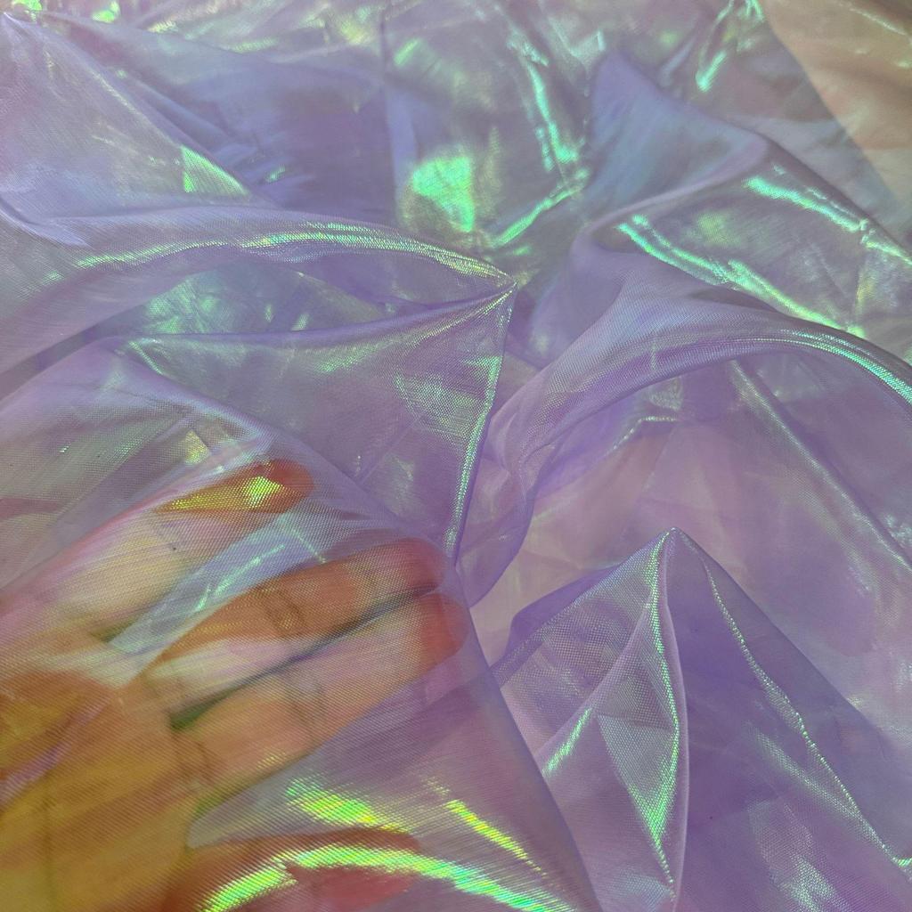 High-Density Iridescent Seven-Color Organza Fabric for Wedding and Stage Costumes