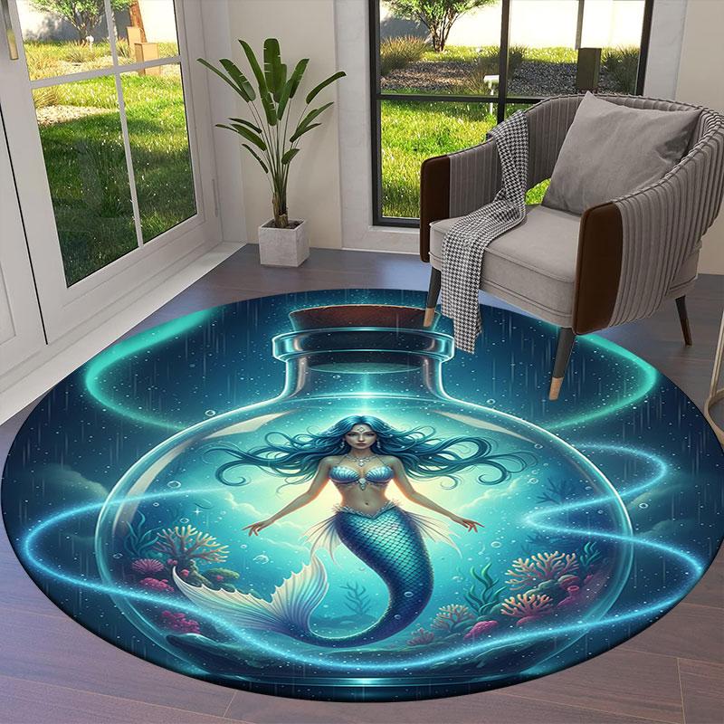 Mythicalcreaturesbottle Round Area Rug,Carpet Rug for Living Room Bedroom Sofa Playroom Decor,Non slip Floor Mat