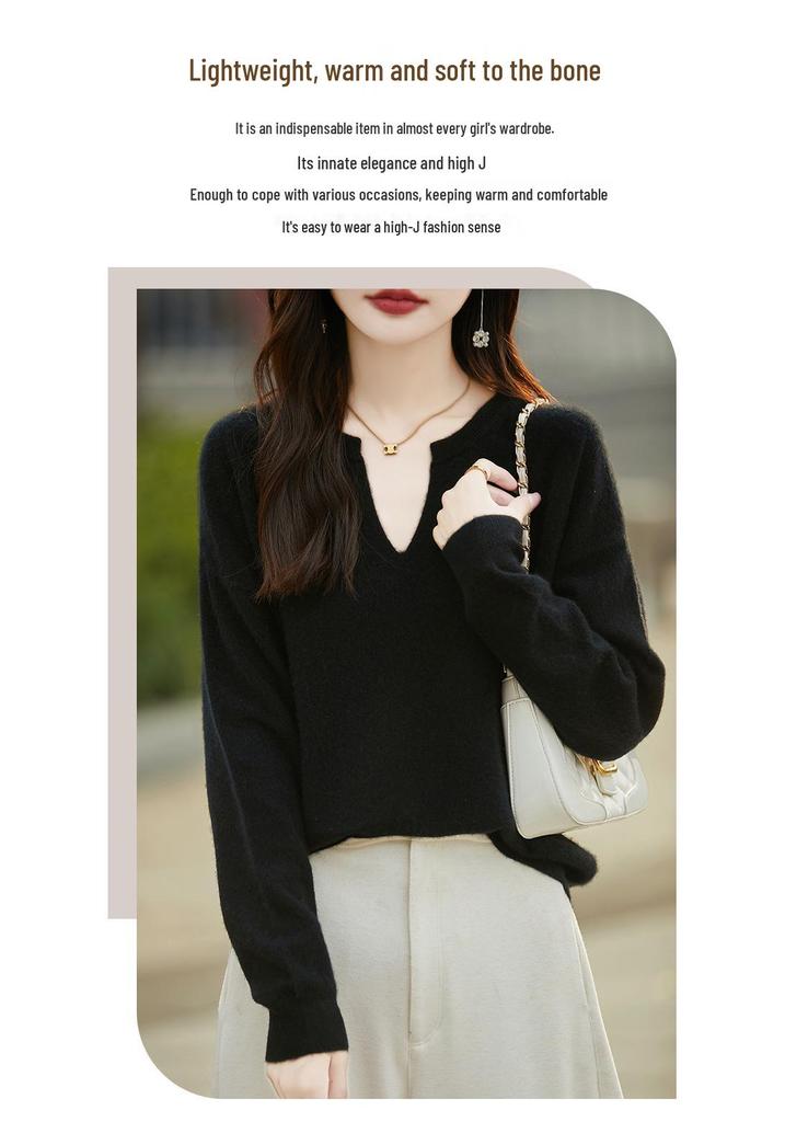 Women's Casual Wool Sweater - Half-Open Neck, Loose Fit, Pure Color, Perfect for Fall and Winter