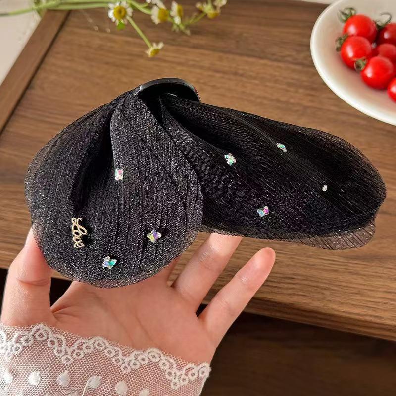 Snow Mist Butterfly Bright Tulle Butterfly Hair Clips Women's French Neck Shark Clip Hair Accessories