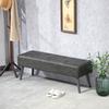 Vintage Style Upholstered Bench End Of Bed Banquette 114 X 38 X 42 Cm Wood Base Gray Fabric
