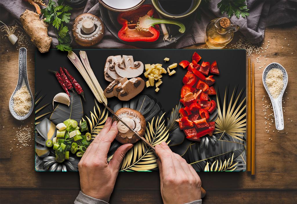 Glass Cutting Board 52X30 Flowers