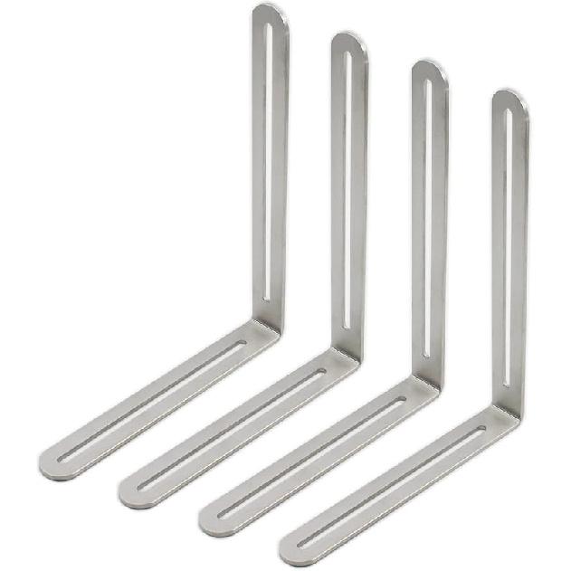 4 PCS Adjustable L-Shape Corner Brace, ULIFESTAR Heavy Duty Thicken Stainless Steel Joint Right Angle Brackets L Slotted Support Shelf Bracket for PC