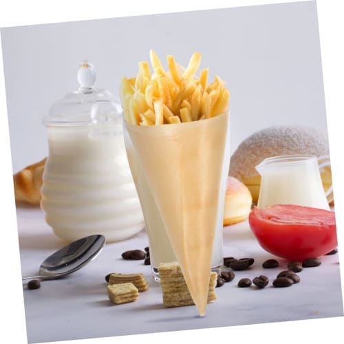 COLLBATH 100-Pack Disposable Wooden Ice Cream Cones for Deli Food