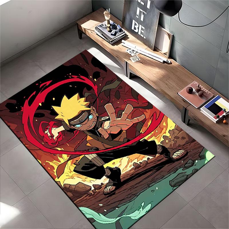 Anime Ninja with Fiery Aura Suitable As a Non-slip Mat for the Living Room or Bedroom Sofa