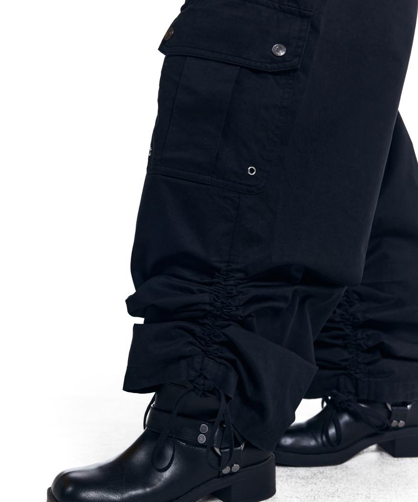 AAKAM Shirring Utility Cargo Pants (Black)