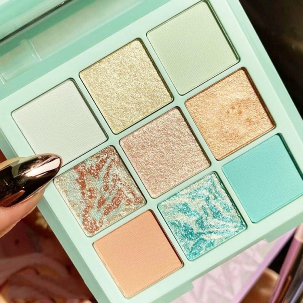 Paleta de fard de pleoape Mat Shimmer Machiaj de ochi de lunga durata Set de palete de farduri Menta Pastel Liliac Machiaj portabil 9 culori, 1 bucata, 02 B
