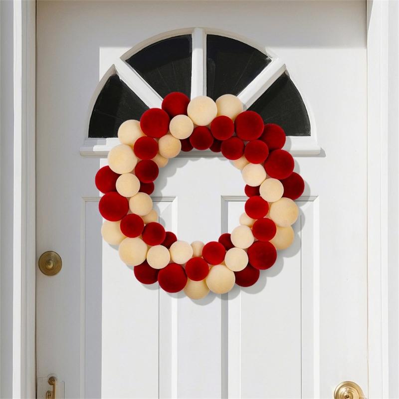 Handmade Ball Wreath Door Hanging Decoration Christmas Wreath For Wall Or Front Door Display Indoor and Outdoor Decoration