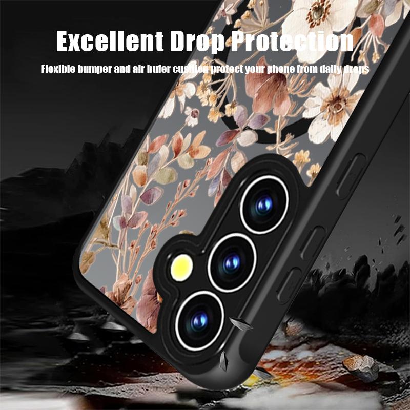 For Samsung S26 Ultra Case Vintage Floral Pattern Case Magnetic For Magsafe Rugged Bumper Cover For Galaxy S25 Edge S24 Plus S23 FE S22