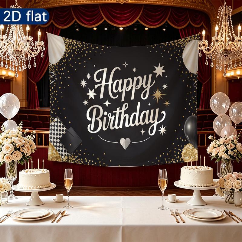 Party Backdrop Happy Birthday Birthday Stars Balloon Black Photo Booth Background Front Door Decor