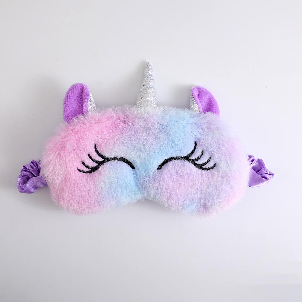 Gradient Plush Unicorn Sleep Mask - Cute, Colorful, Light-Blocking Eye Protector