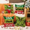 Green-haired Monster Funny Pillow Case Christmas Cute Print Seat Cushion Interior Decoration Sofa Cushion