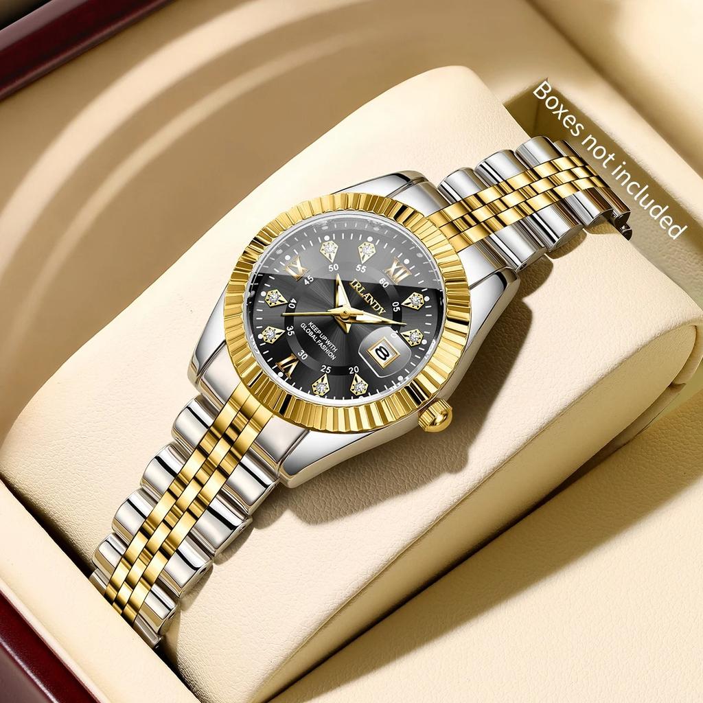 Fashion Roma Dial Women Quartz Watch Ladies Rhinestone Stainless Steel Calendar Wristwatches Relogio Feminino (Without Box)