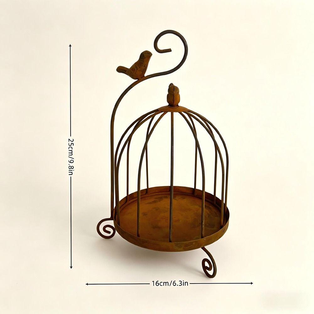 Distressed Iron Decorative Hanging Birdcage Photo Props Iron Candleholder Home Decoration