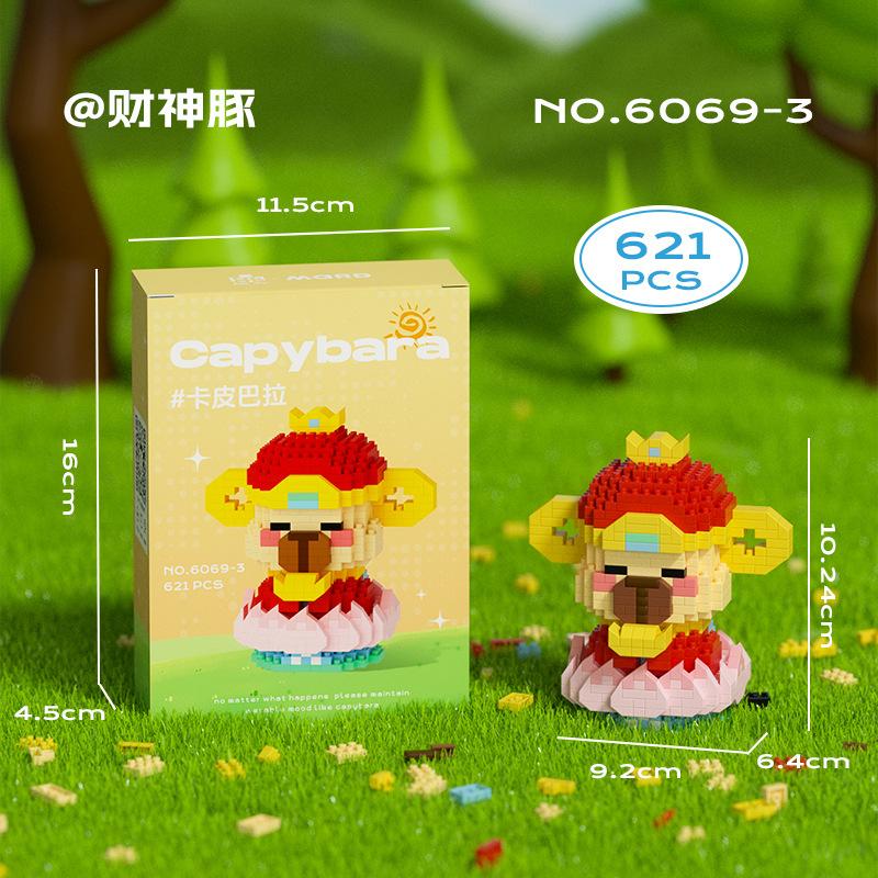 Kawaii Capybara Micro Building Blocks Cartoon Animal Mini Plastics Brick Assembled Figure Model Toys For Kids Christmas Gift