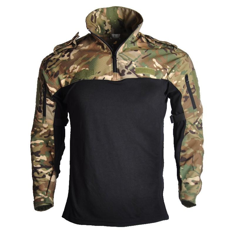 Tactical Camo Long Sleeve Training Shirt Hiking Camping Running Sports