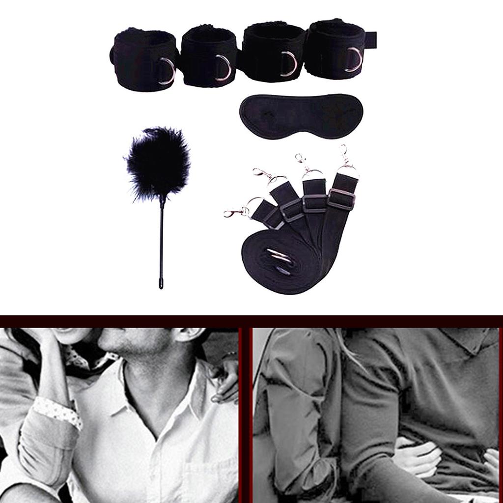 Couple Sex Toy BDSM Bed Restraint Equipment Set Sex Erotic Handcuffs Ankle Eye Mask Whip Alternative Training Game