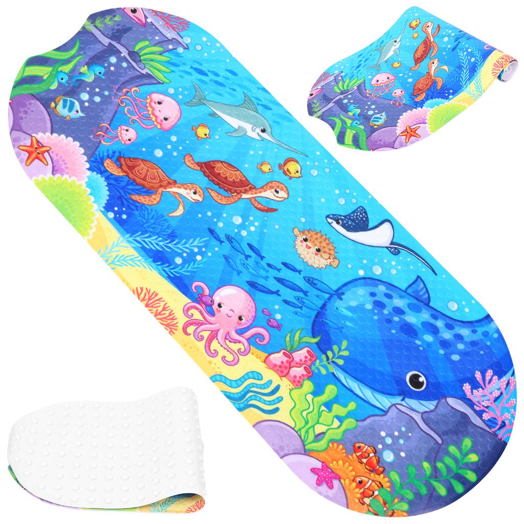 Baby Bath Mat for Tub Non Slip Kids Bath Mat with Suction Cup Cartoon Shower Bathtub Mats Toddler Massage Pad