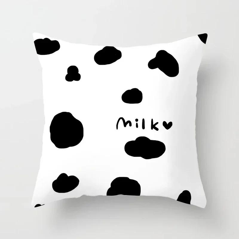 Black Throw Pillow Case Geometric Heart Letters Piano Fashion Girl Cushion Covers Home Sofa Chair Decorative Pillowcase 45X45Cm