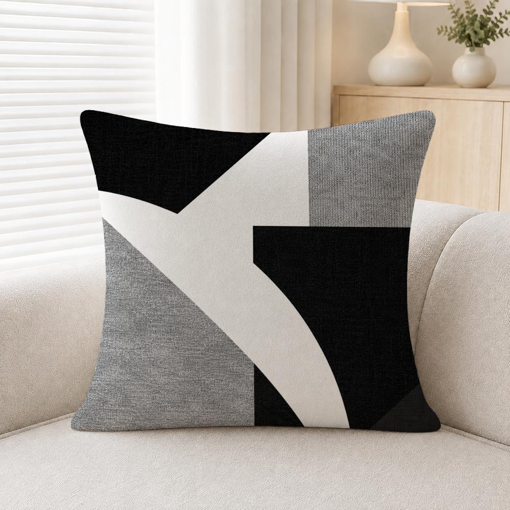 Pattern Modern Black And White Geometric Pattern Cushion Cover Soft Plush Fluffy Throw Pillow Cases For Sofa Bedroom Home Decor