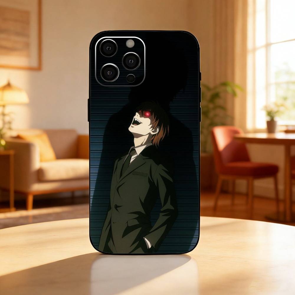 Anime D-Death Note Phone Case For iPhone17,16,15,14,13,12 Plus,Max Soft Silicone Black Cover