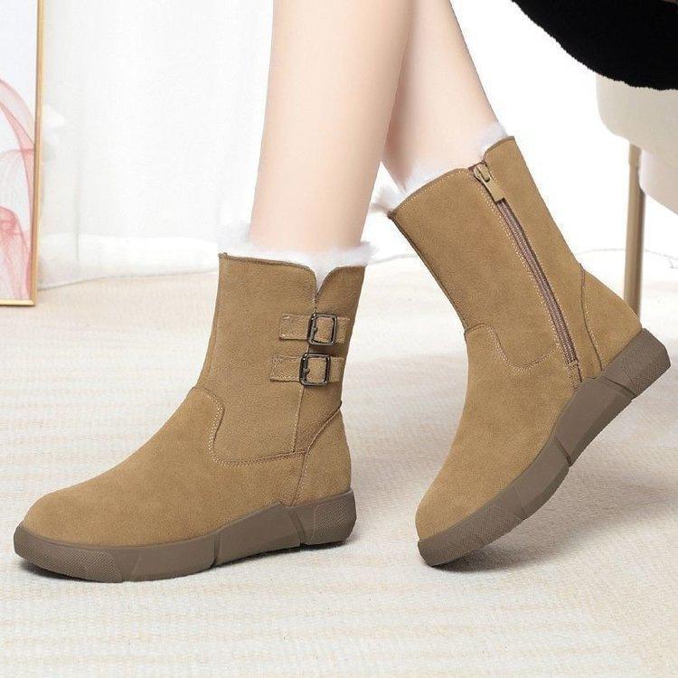 Cold-proof flat-soled cotton shoes soft-soled thickened cotton boots winter velvet warm short boots snow boots