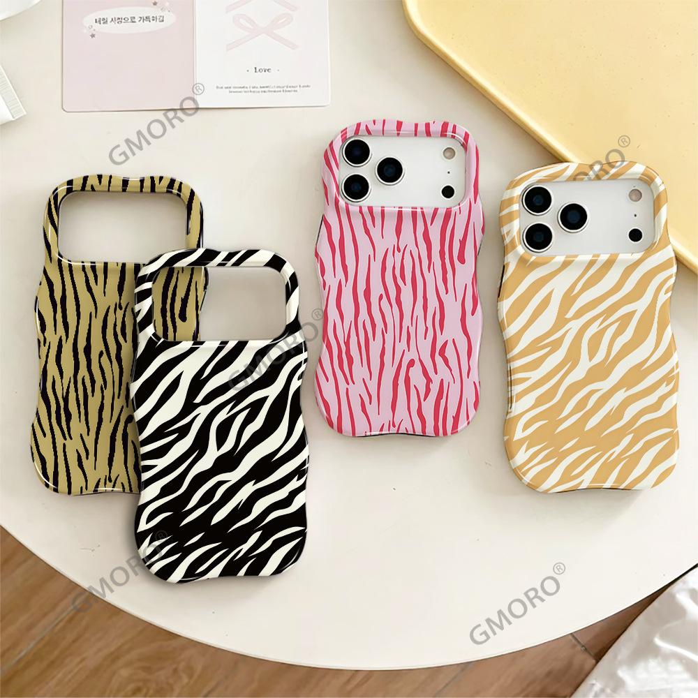Trendy personalized zebra pattern Apple 14 mobile phone case wavy film two-in-one iPhone17 anti-drop hot-selling